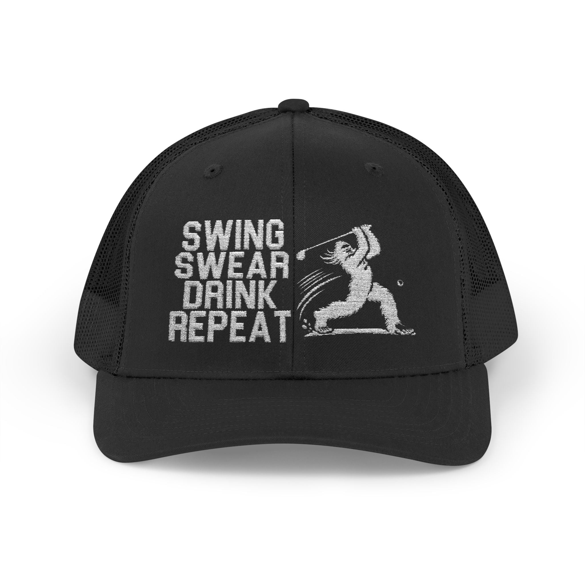 Swing Swear Drink Repeat Golf Snapback Trucker Cap