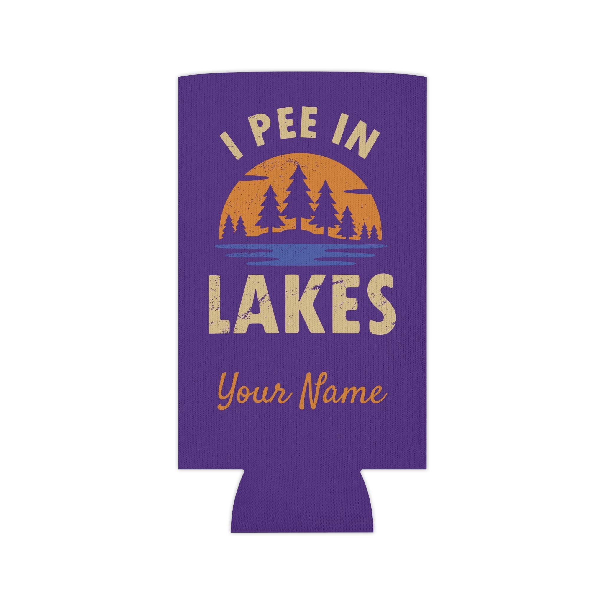 Can Cooler - Skinny - I Pee In Lakes Retro Sun