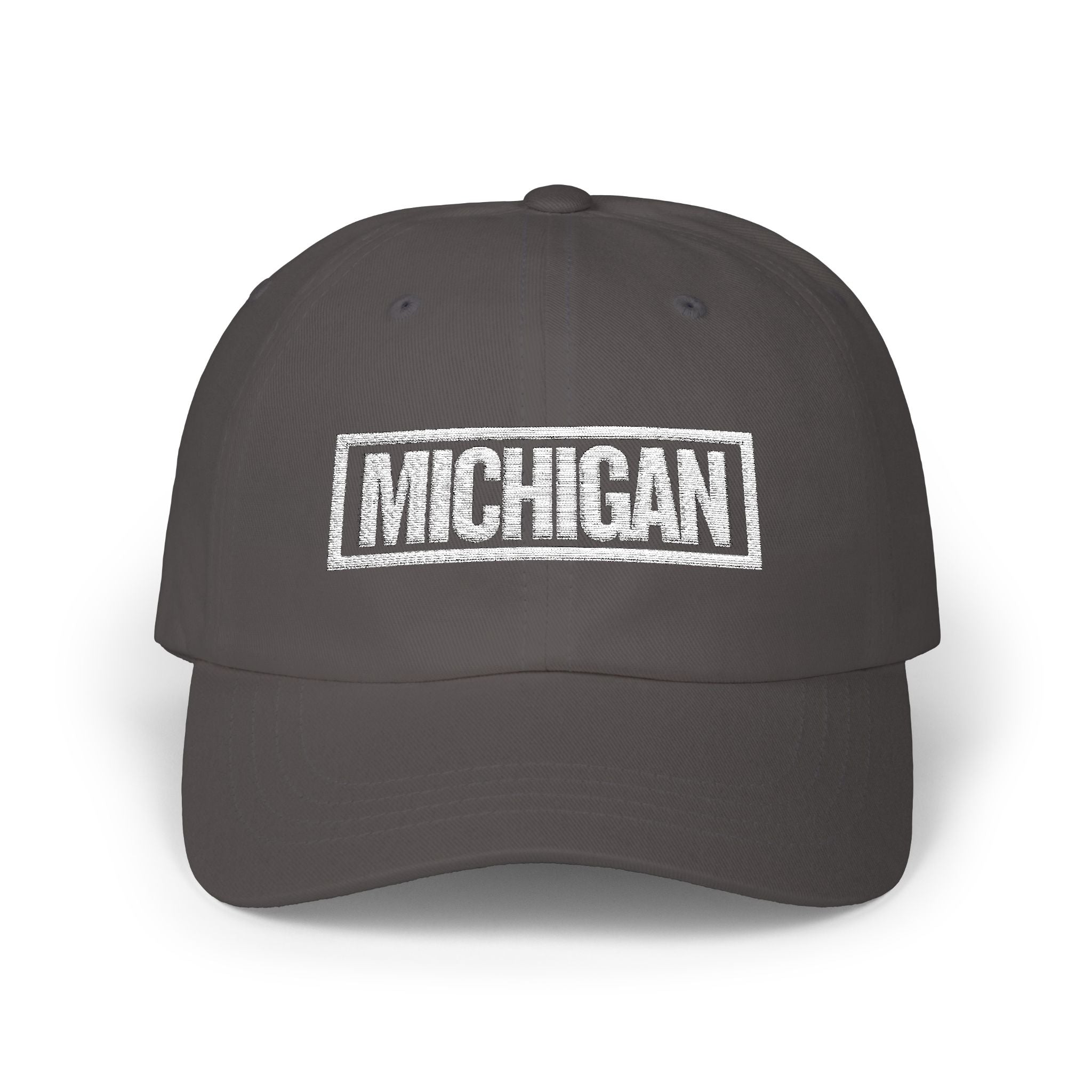 Michigan Bold & Square White Embroidery Dad Cap