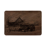 Tractor and Barn in Winter Personalized Engraved Wooden Cutting Board