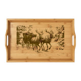 Santa Sleigh with Reindeer Engraved Bamboo Serving Tray