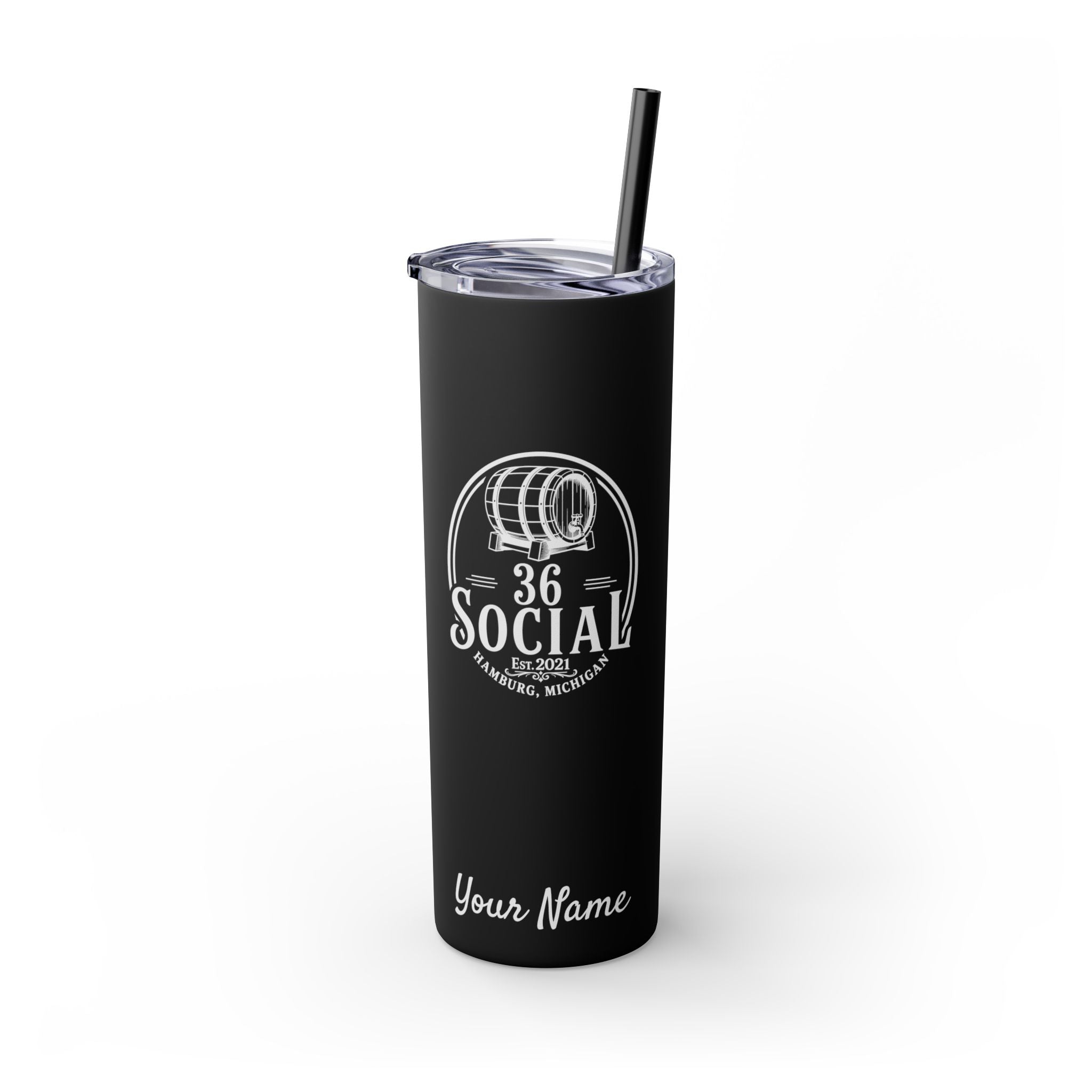 Skinny Steel Tumbler with Straw - 20oz - 36 Social