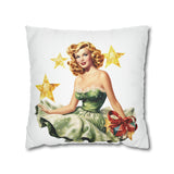 Pin Up Girl Christmas 3 Square Pillow Case