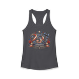 Feminine Bow 250 America 1776 2026 Floral Patriotic Basic Racerback Tank Top - Women's