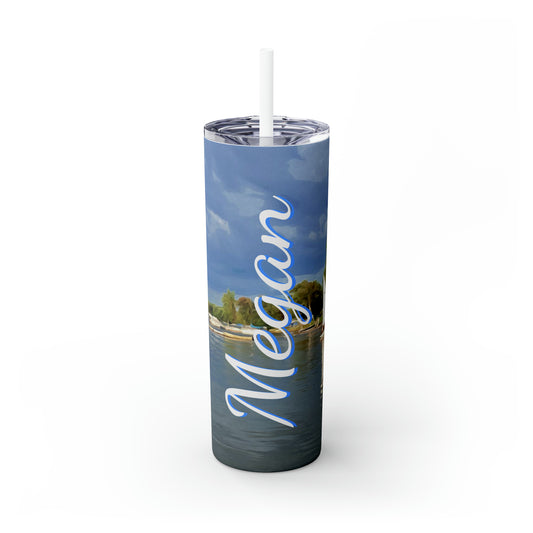 HRCL Sailboat Personalized Skinny Steel Tumbler with Straw, 20oz