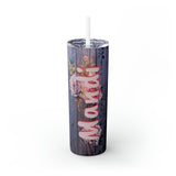 Floral Personalized Skinny Steel Tumbler with Straw, 20oz