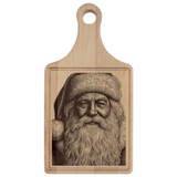 Santa Portrait Engraved Wooden Cutting Board Paddle w Handle