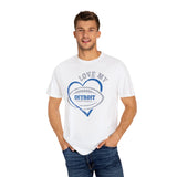 Love Detroit Football Blue & Gray Premium T-Shirt - Unisex