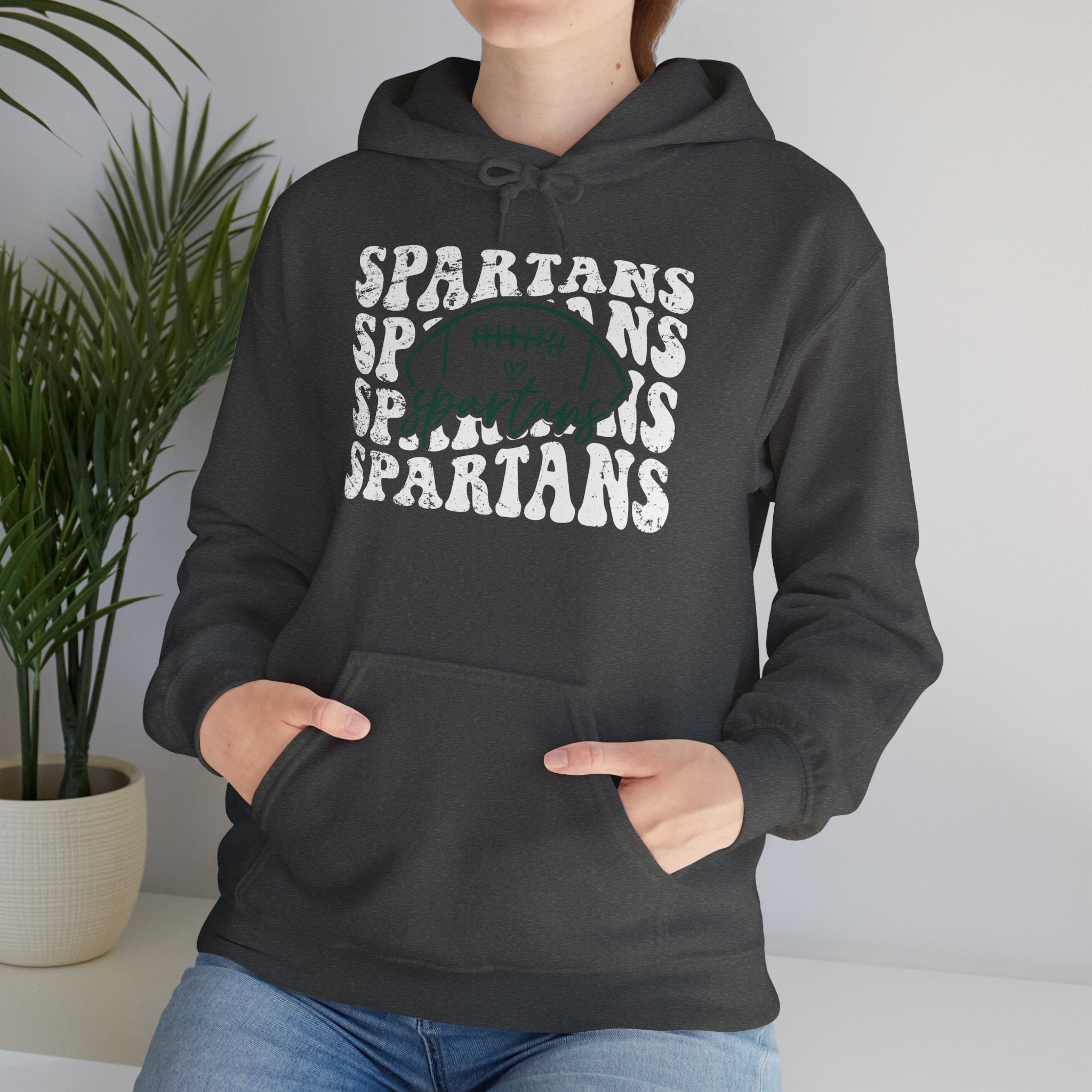 Spartans Football White & Green Hoodie - Unisex