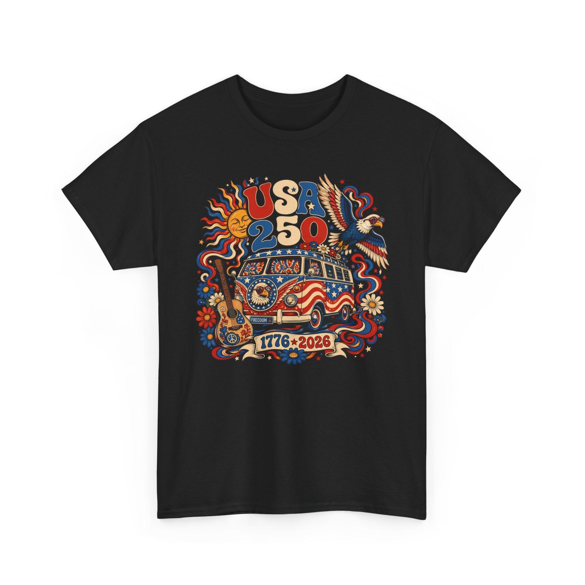 Hippie Van USA 250 1776 2026 Retro Patriotic USA 250 Basic T-Shirt - Unisex