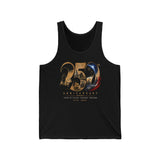Gold Number Skyline USA 250 Anniversary Distressed Patriotic Basic Tank Top - Unisex