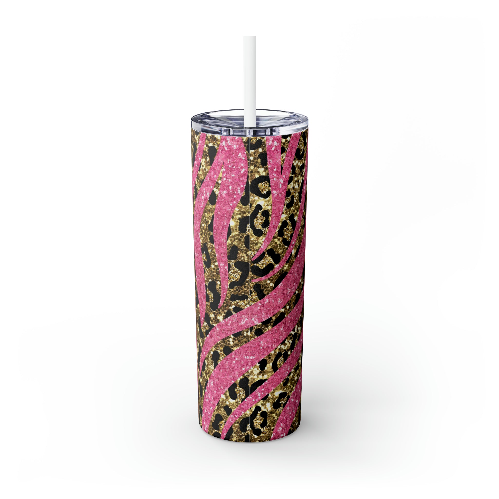 Zebra Personalized Skinny Steel Tumbler with Straw, 20oz