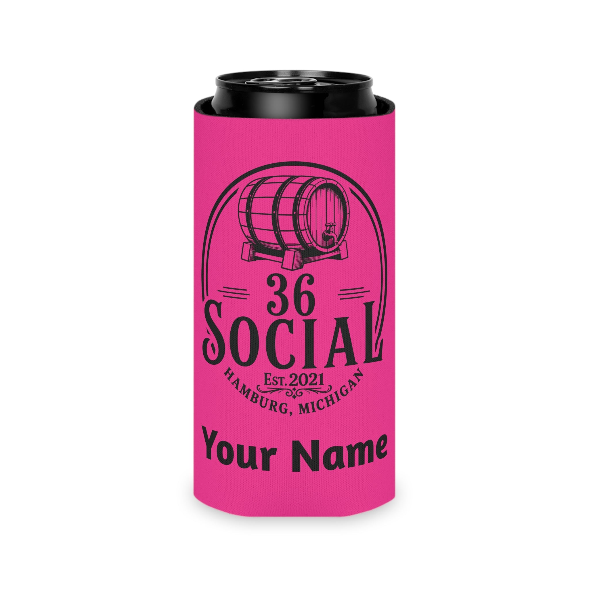36 Social Logo 2 SL Can Cooler - Skinny - Pink (Amaranth)