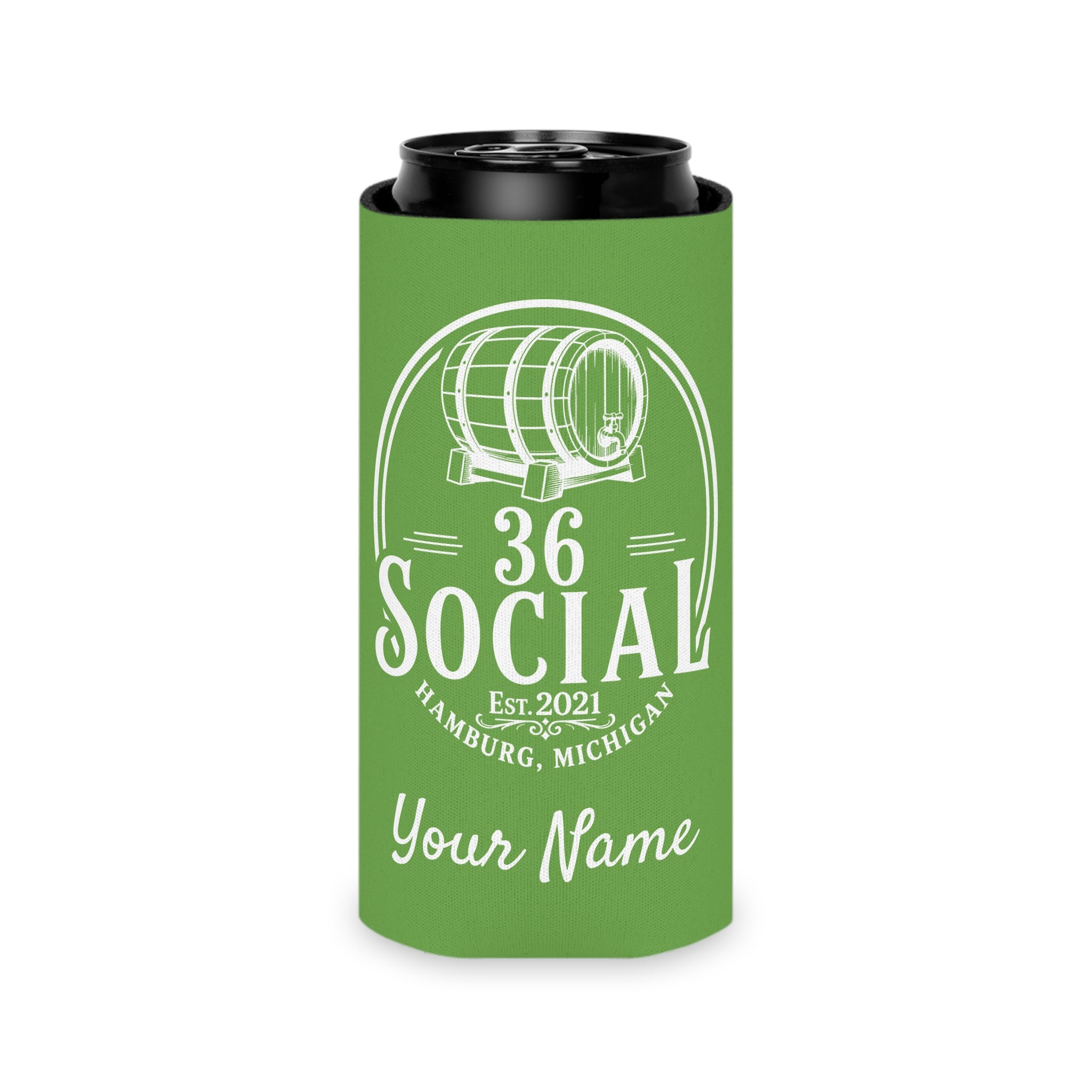 36 Social Logo 2 SL Can Cooler - Skinny - Green (Satisfy)
