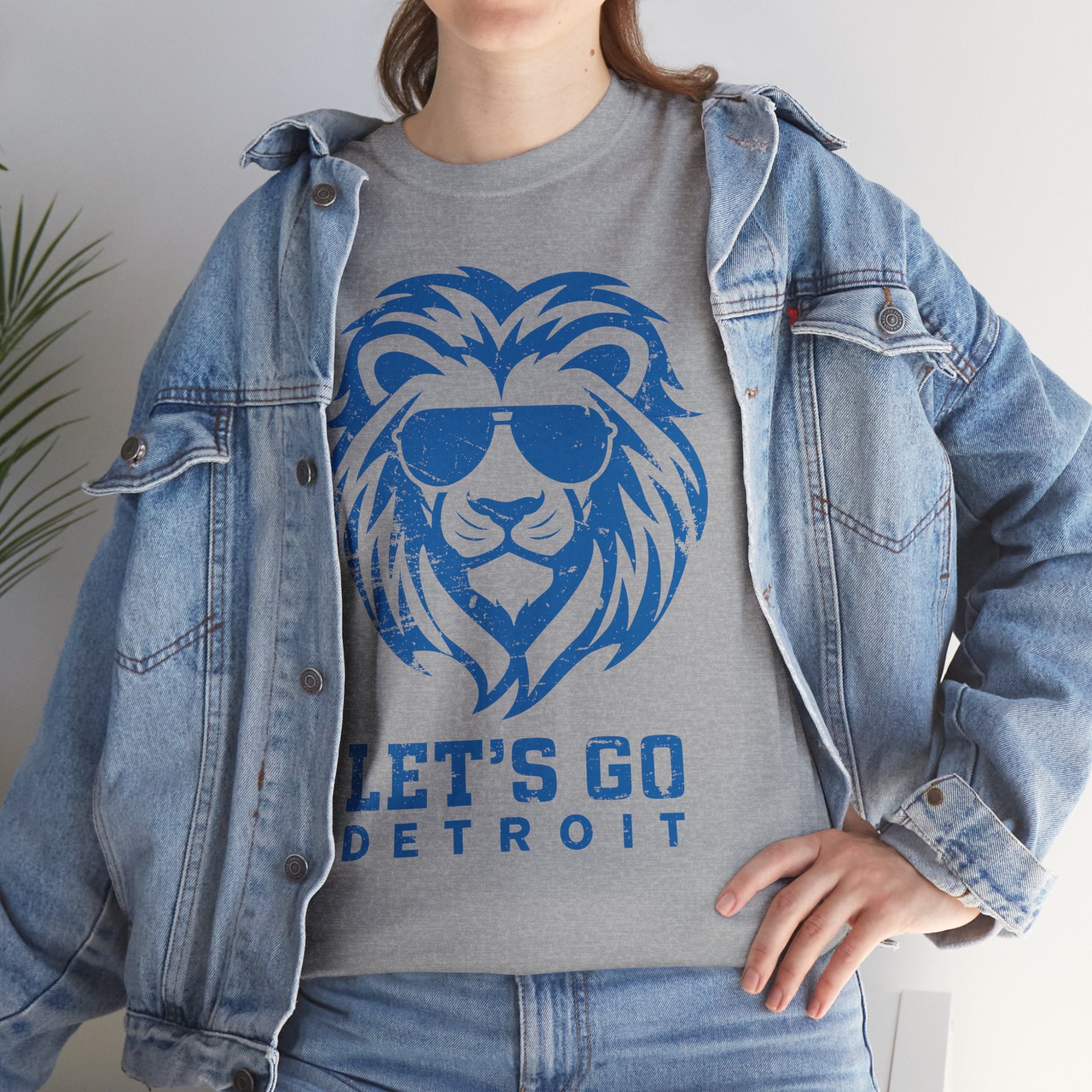 Let's Go Detroit Lion Blue Basic T-Shirt - Unisex