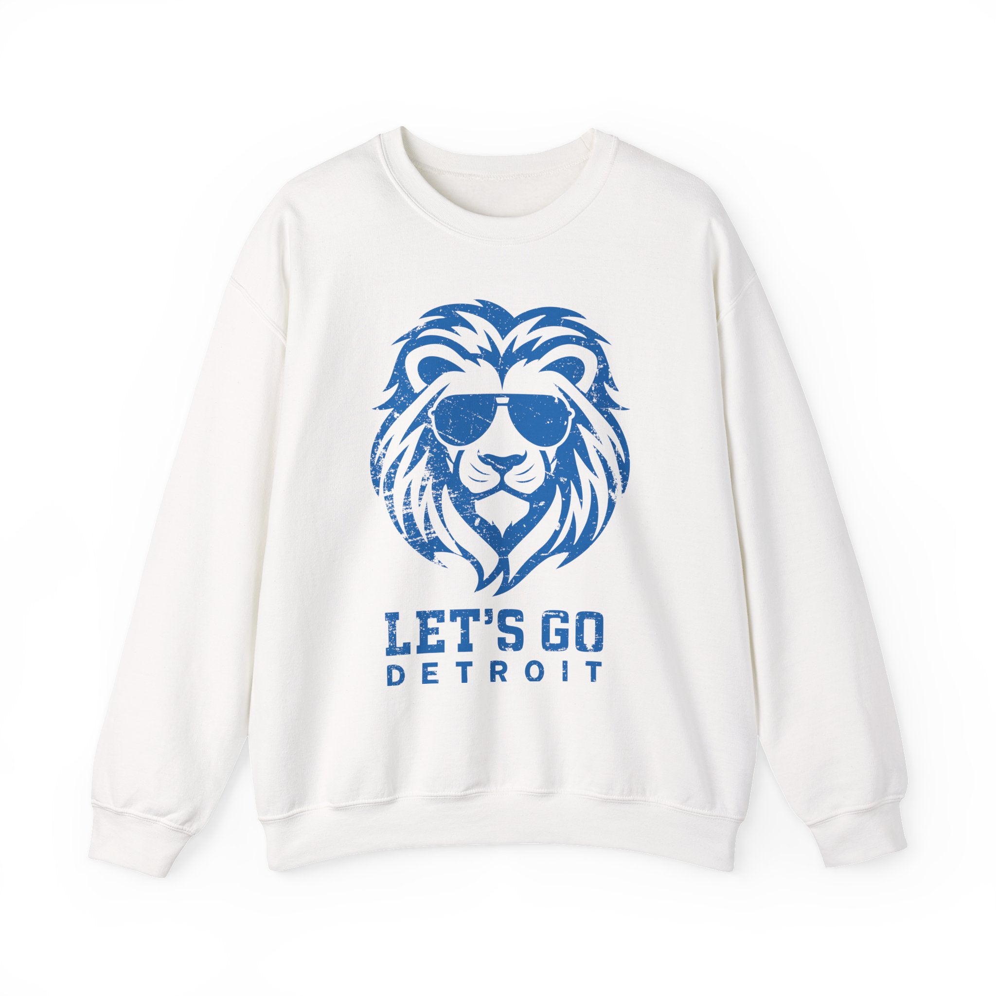 Let's Go Detroit Lion Blue Crewneck Sweatshirt - Unisex