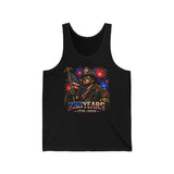 Firefighter Flag Fireworks 250th Anniversary Distressed Patriotic Basic Tank Top - Unisex