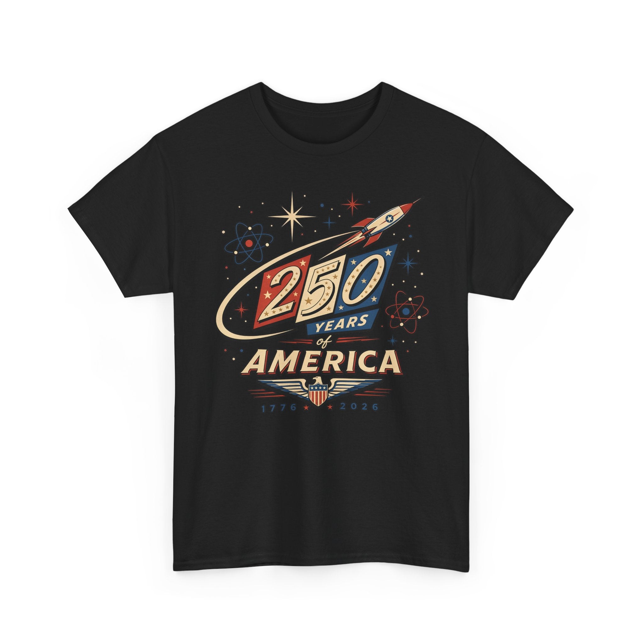 Rocket Space 250 Years America Retro Patriotic Americana Basic T-Shirt - Unisex
