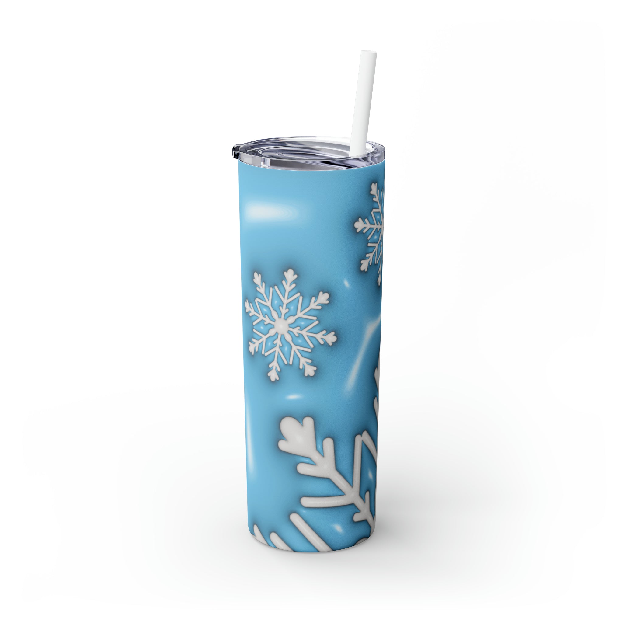 Snowflakes 1 Skinny Steel Tumbler with Straw, 20oz