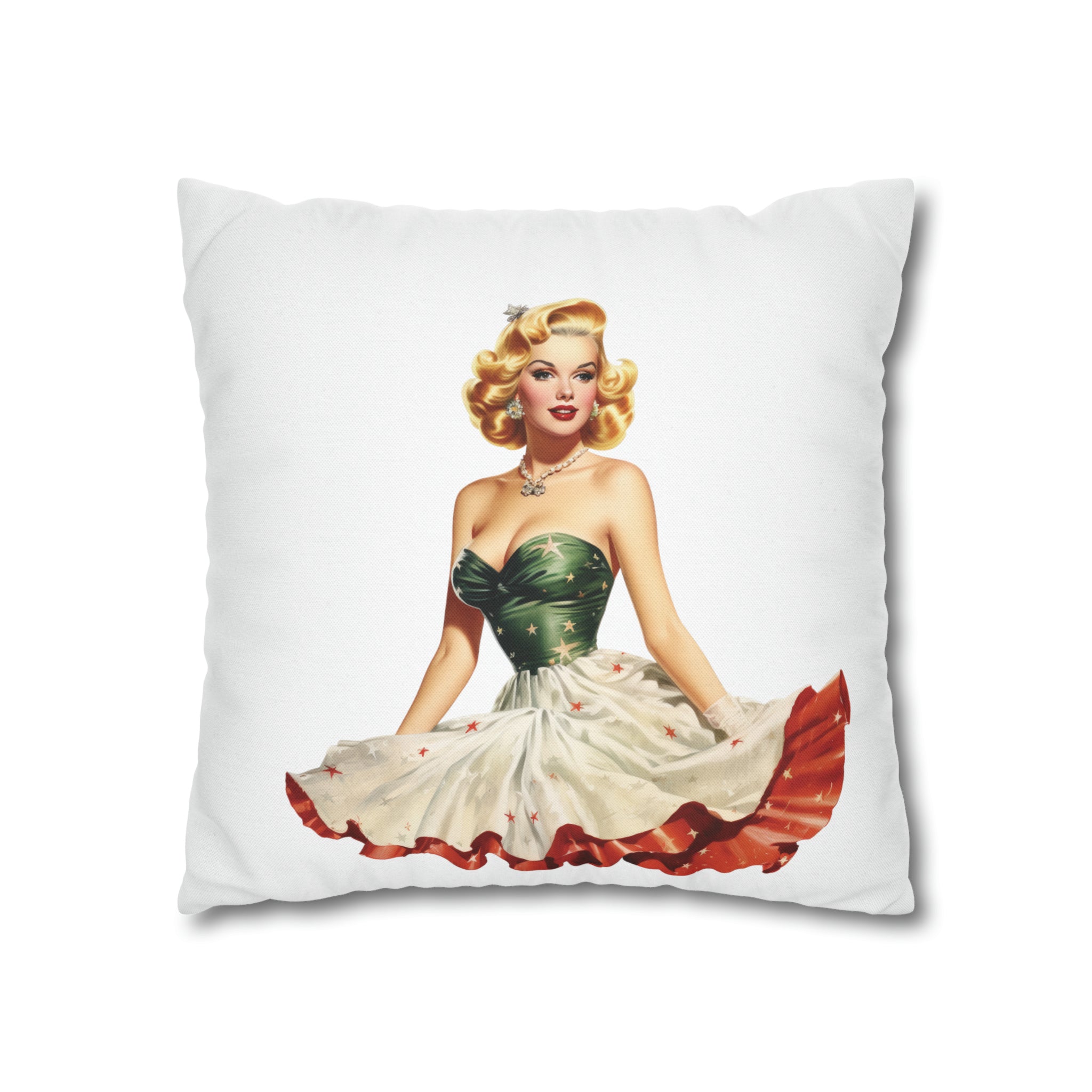 Pin Up Girl Christmas 1 Square Pillow Case