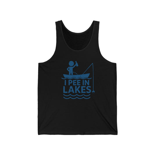 Basic Tank Top - Unisex - I Pee In Lakes Stick Guy on Boat