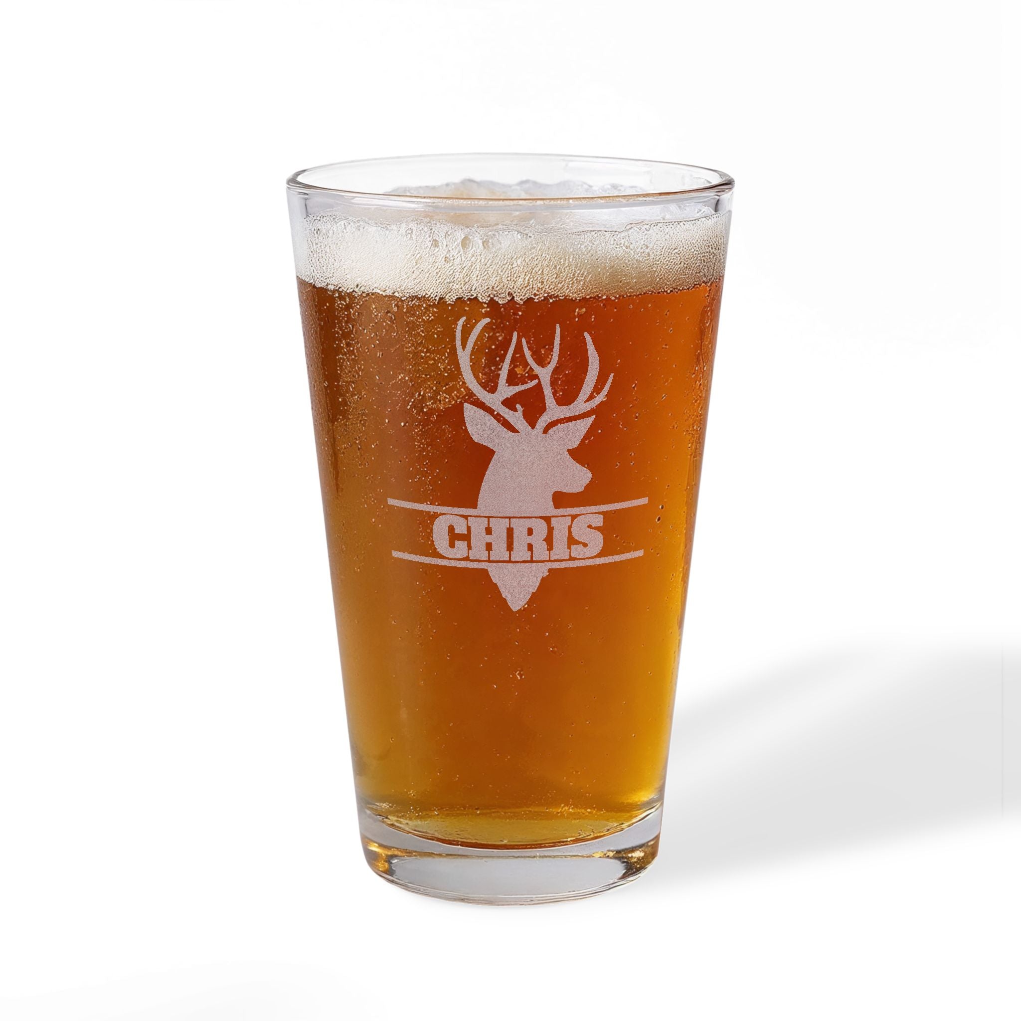 Deer Silhouette Name Personalized Engraved 16oz Pint Mixing Glass
