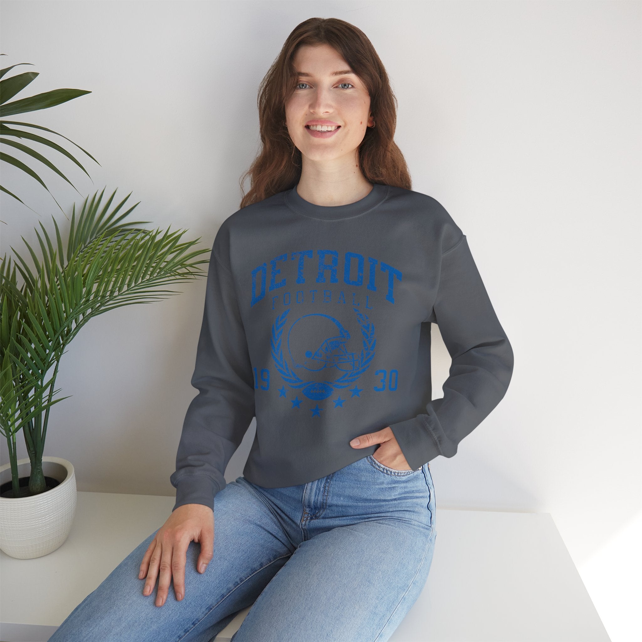 Detroit Football 1930 Blue Crewneck Sweatshirt - Unisex