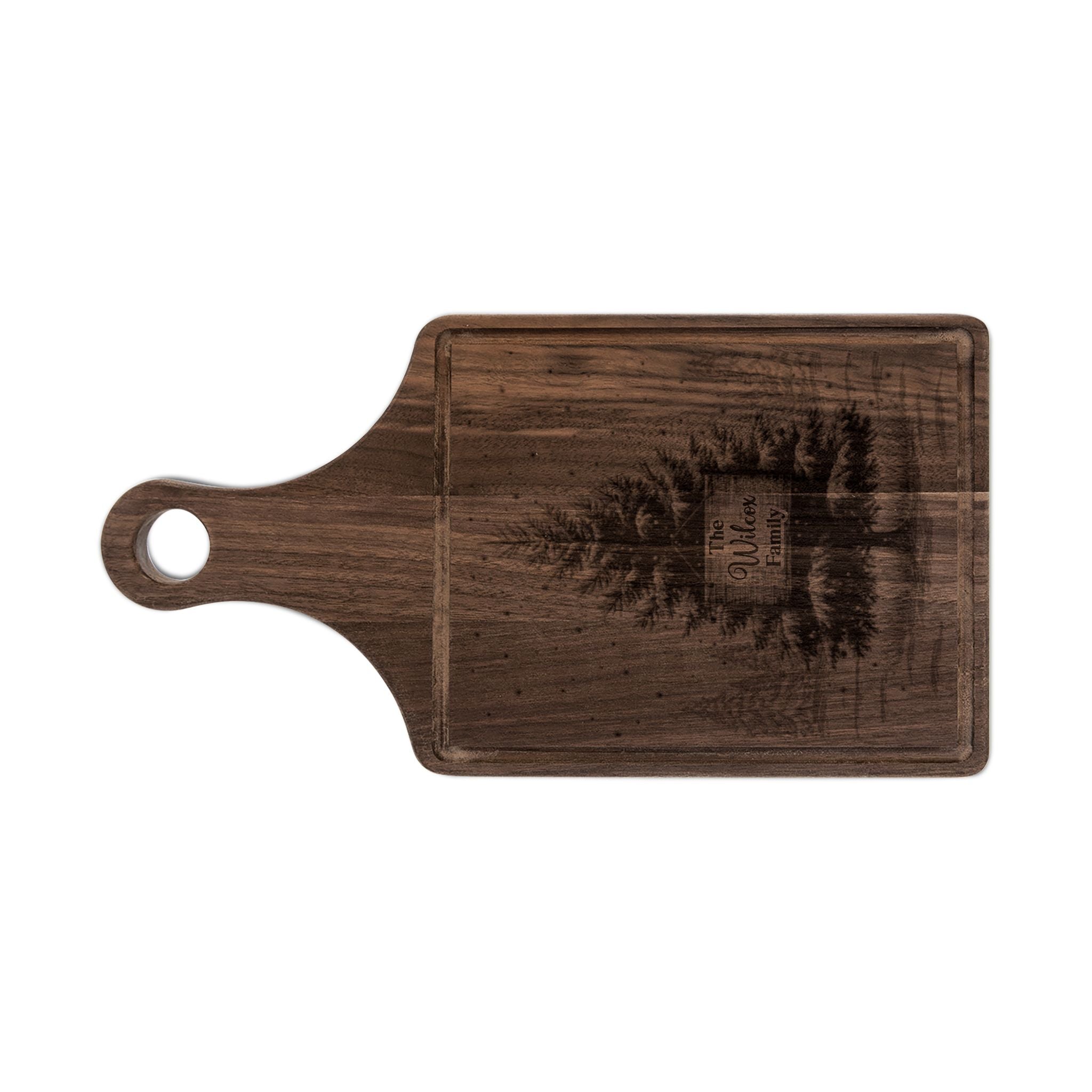 Christmas Tree with Wooden Sign Personalized Engraved Wooden Cutting Board Paddle w Handle