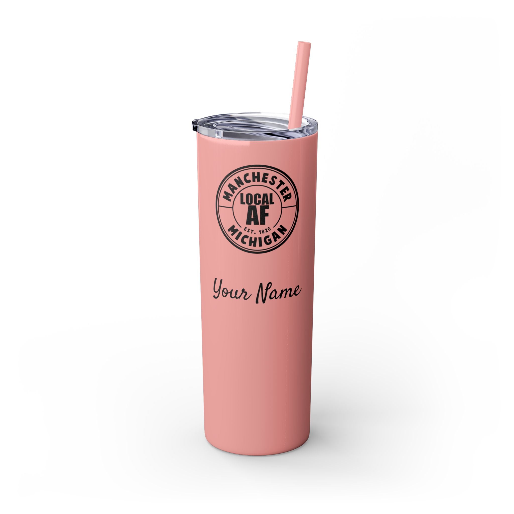 Manchester Local AF Skinny Steel Tumbler with Straw - 20oz