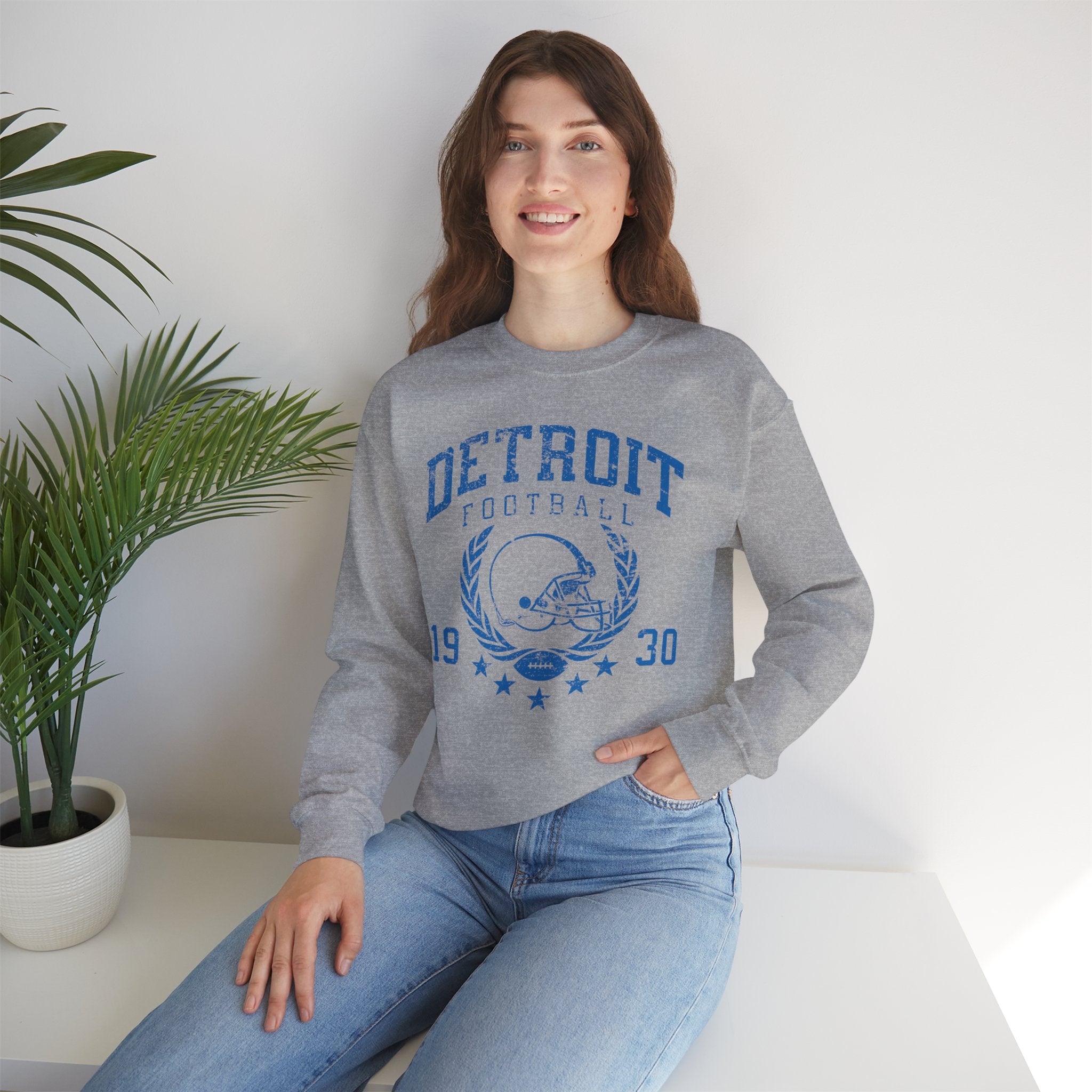 Detroit Football 1930 Blue Crewneck Sweatshirt - Unisex