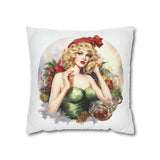Pin Up Girl Christmas 4 Square Pillow Case
