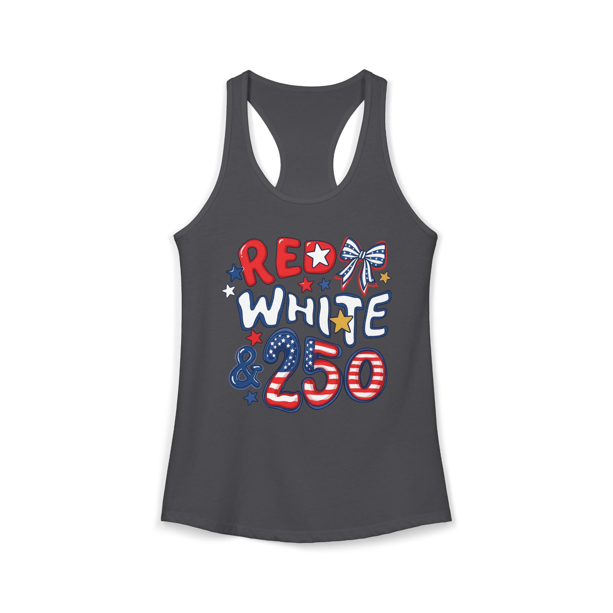 Red White Blue Bow 250 Anniversary Patriotic Americana Basic Racerback Tank Top - Women's