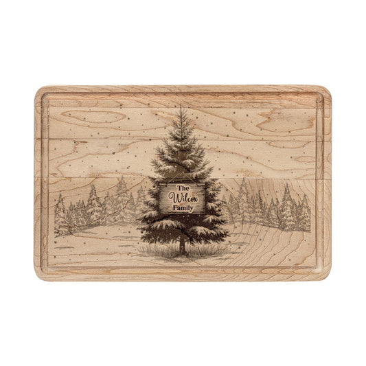 Christmas Tree with Wooden Sign Personalized Engraved Wooden Cutting Board