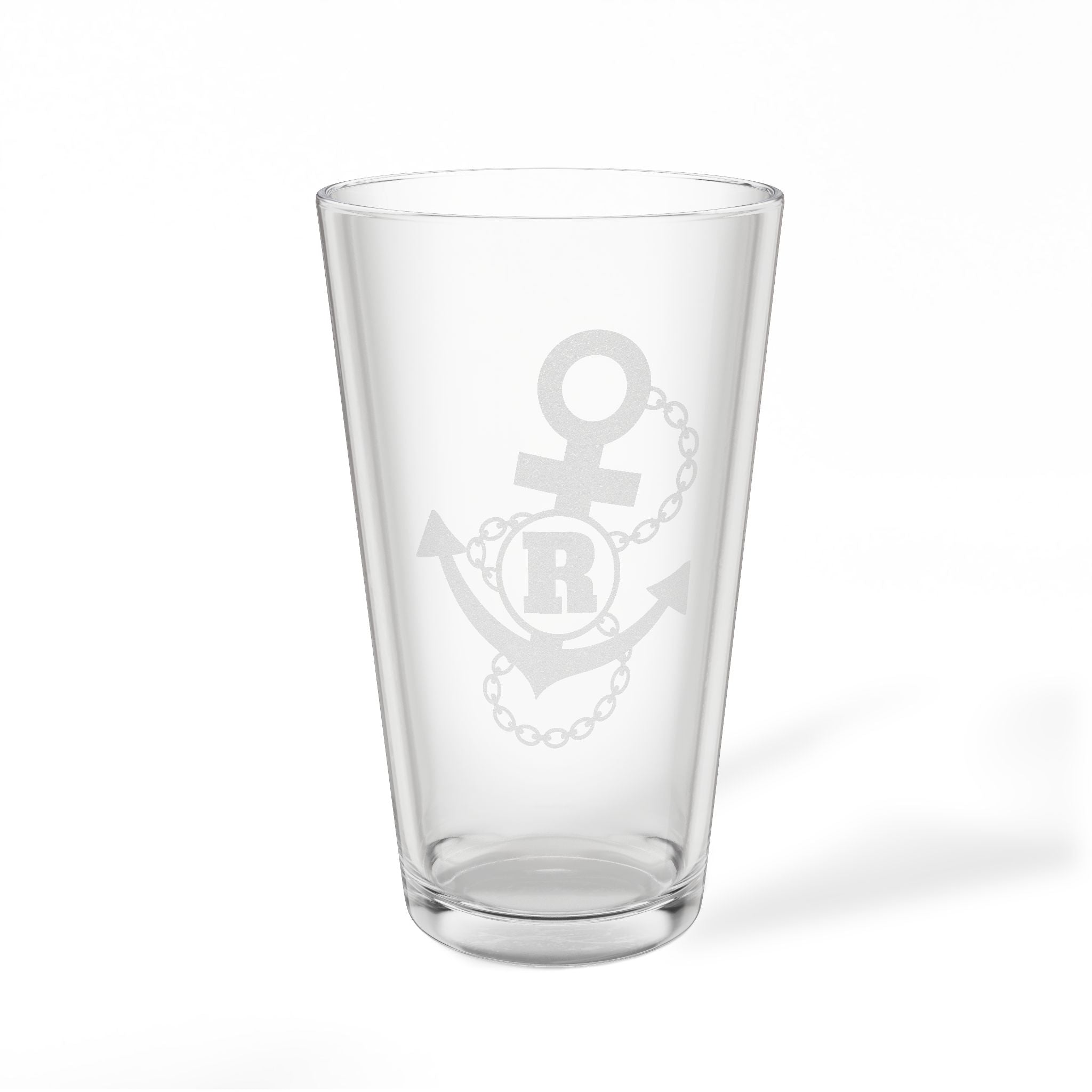Anchor Initial Personalized Engraved 16oz Pint Mixing Glass