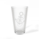 Anchor Initial Personalized Engraved 16oz Pint Mixing Glass