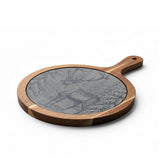 Reindeer in Snow Personalized Engraved Round Charcuterie Board with Handle