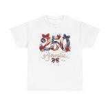 Rose Bow America 250 1776 2026 Floral Patriotic Basic T-Shirt - Unisex