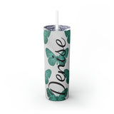 Butterflies Personalized Skinny Steel Tumbler with Straw, 20oz