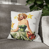 Pin Up Girl Christmas 3 Square Pillow Case