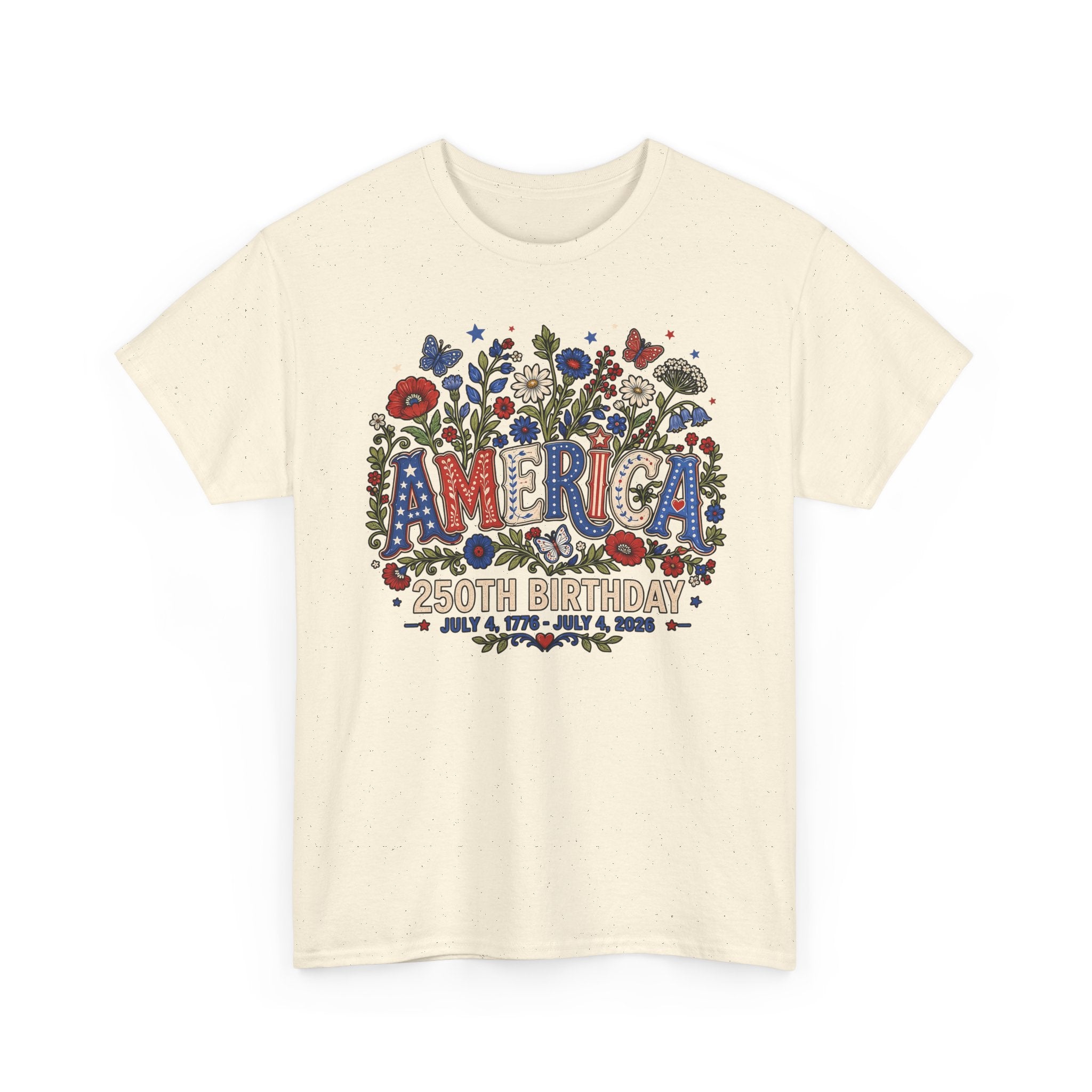 Floral America Birthday 250th Anniversary Patriotic Americana Basic T-Shirt - Unisex