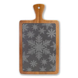 Snowflakes Engraved Slate Charcuterie Board with Handle