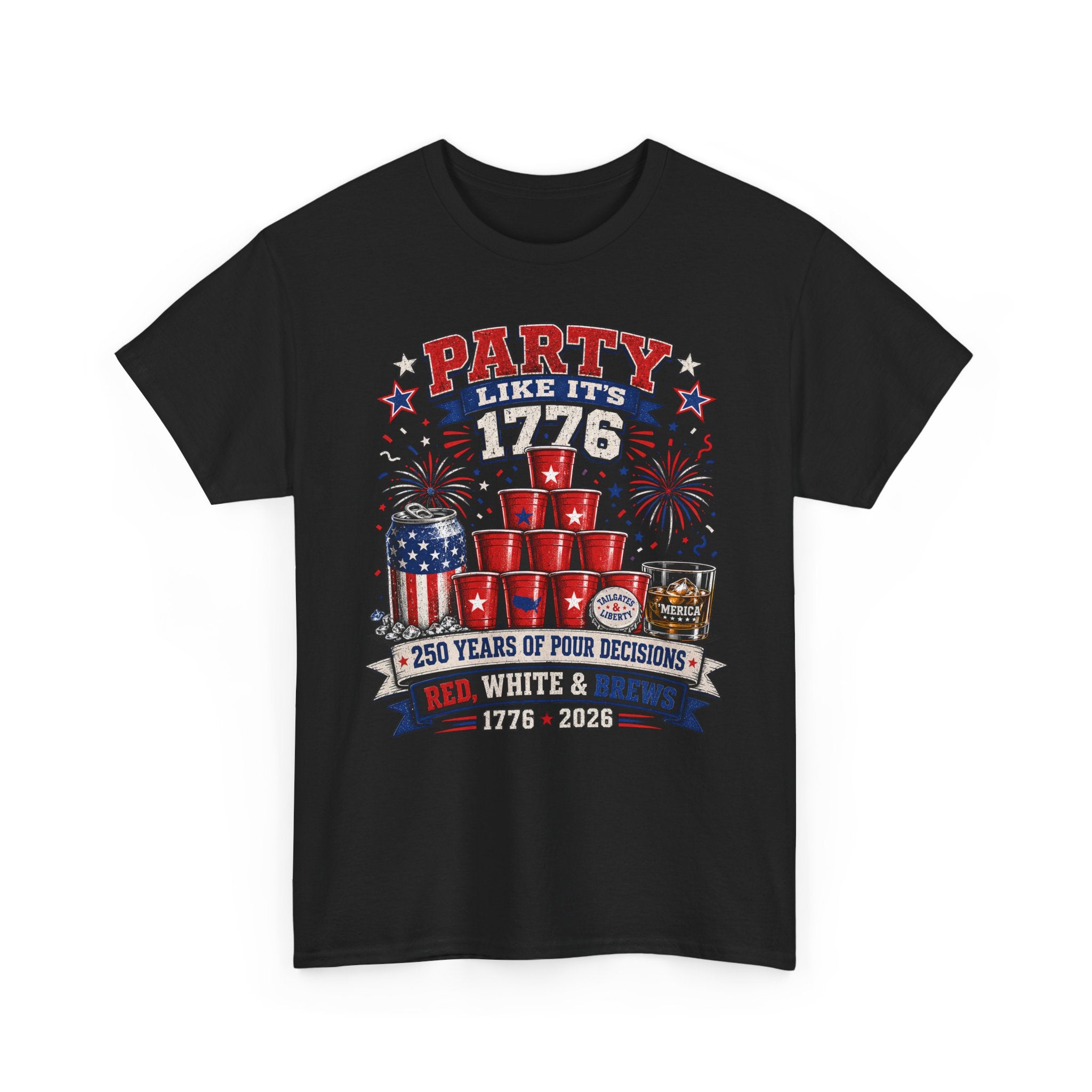 Funny Red Cup Party 1776 2026 Patriotic Americana Basic T-Shirt - Unisex