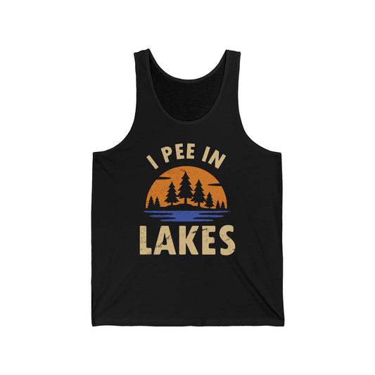 Basic Tank Top - Unisex - I Pee In Lakes Retro Sun