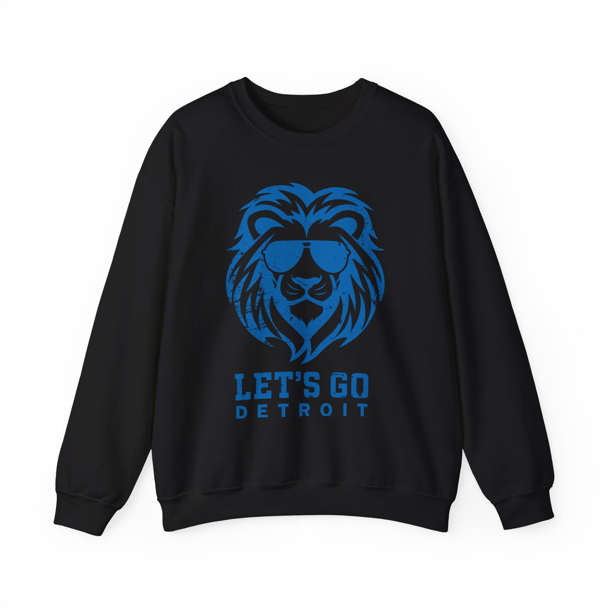 Let's Go Detroit Lion Blue Crewneck Sweatshirt - Unisex