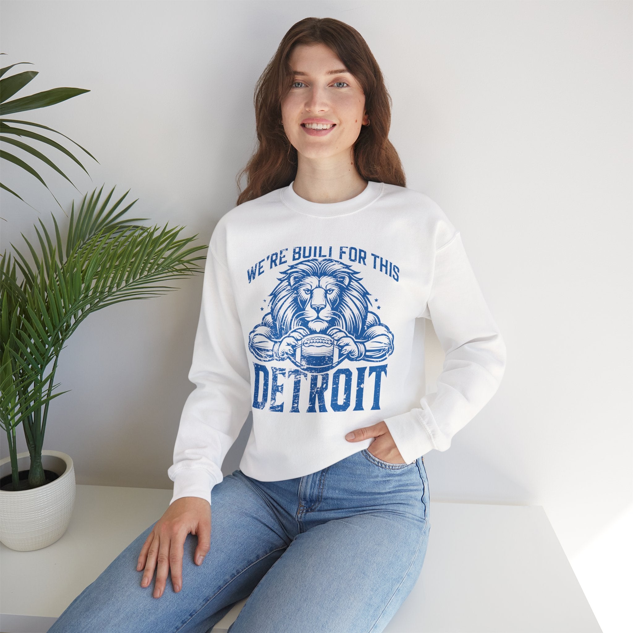 We're Built for This Detroit Blue Crewneck Sweatshirt - Unisex