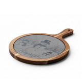 Snowman Trio in Forest Personalized Engraved Round Charcuterie Board with Handle