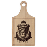 Lion Winter Engraved Wooden Cutting Board Paddle w Handle