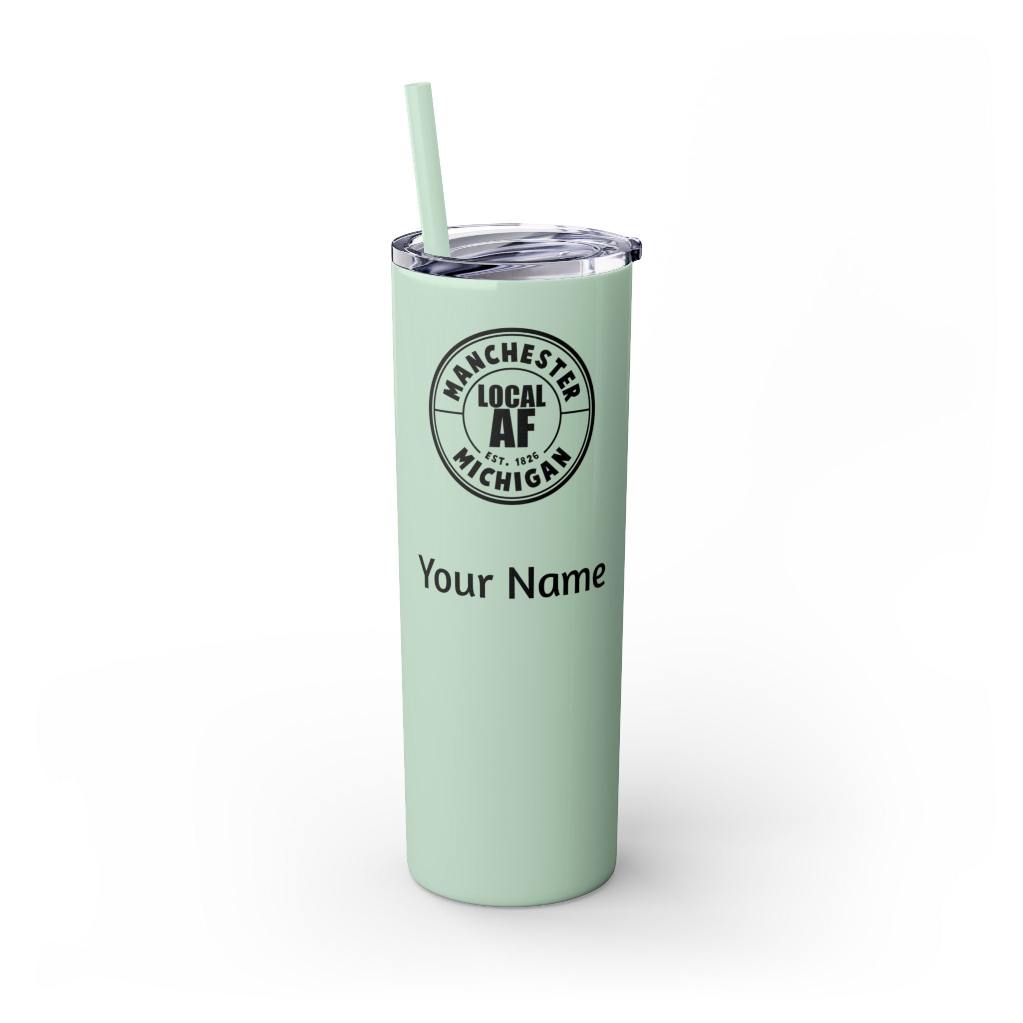 Manchester Local AF Skinny Steel Tumbler with Straw - 20oz
