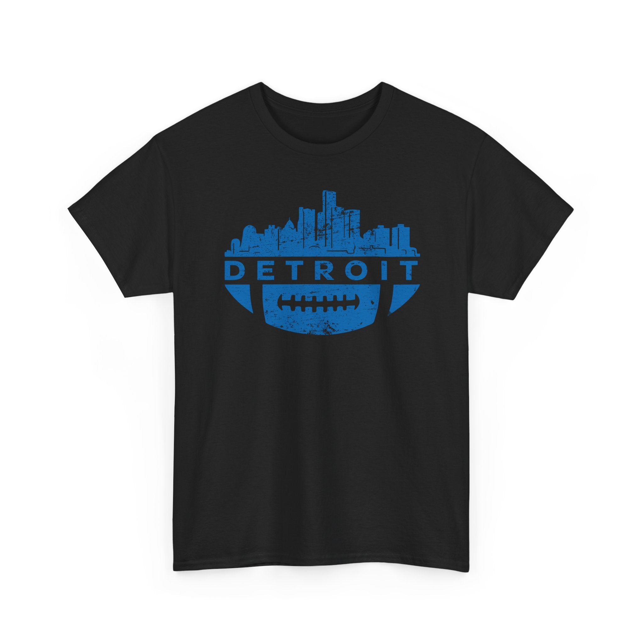 Detroit Football Skyline Blue Basic T-Shirt - Unisex