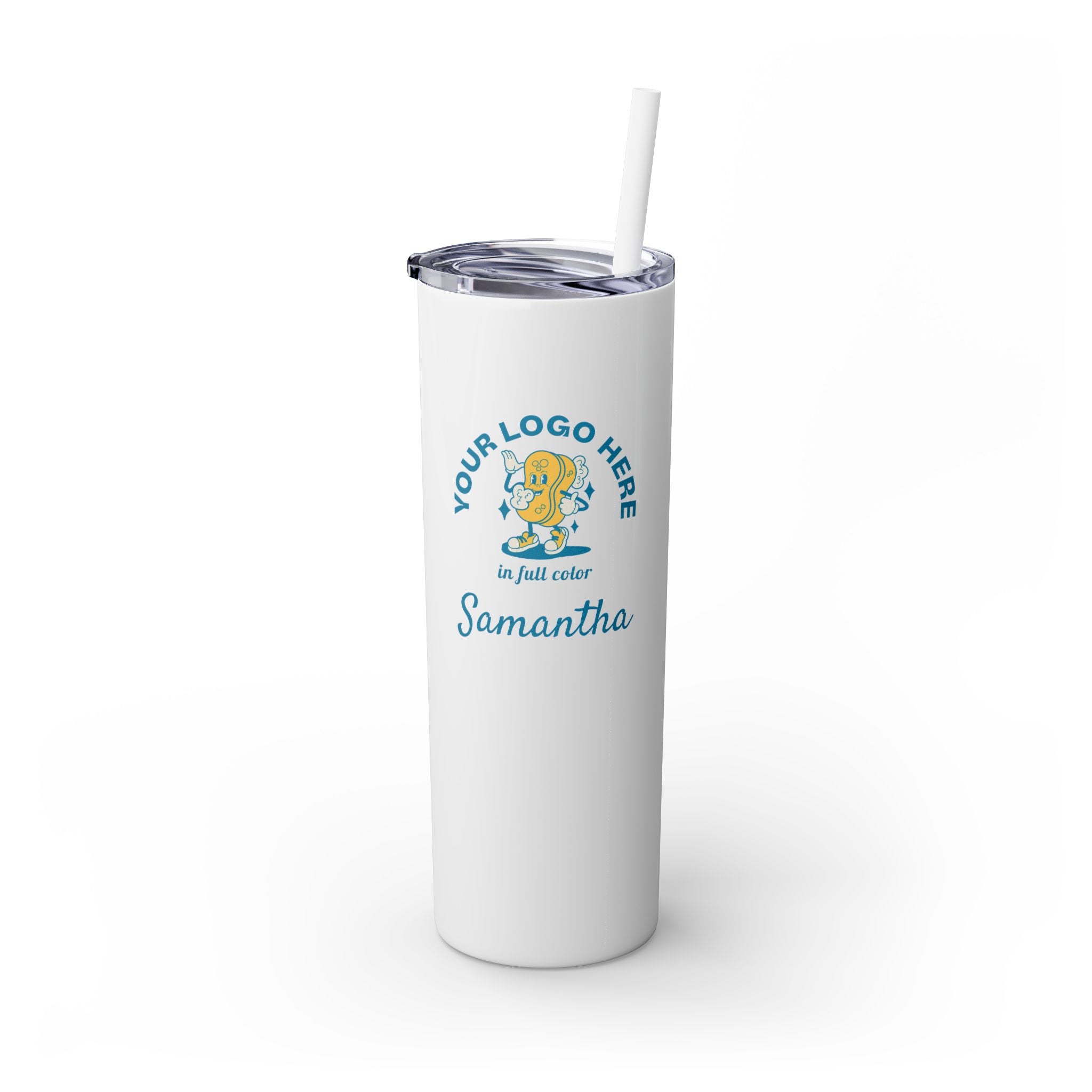 Personalized Skinny Tumbler with Straw - 20oz - Your Logo, Your Brand